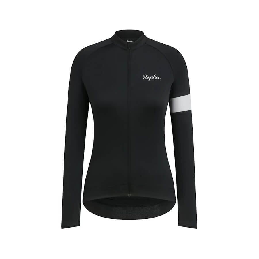 Rapha Women's Core Long Sleeve Jersey Apparel Rapha Black / White M 