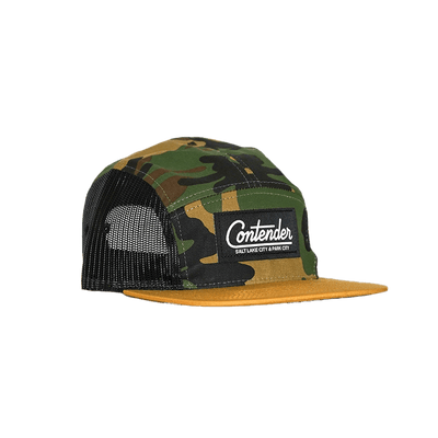 Contender 5-Panel Mesh Hat Apparel Contender Bicycles Camo / Black / Biscuit 