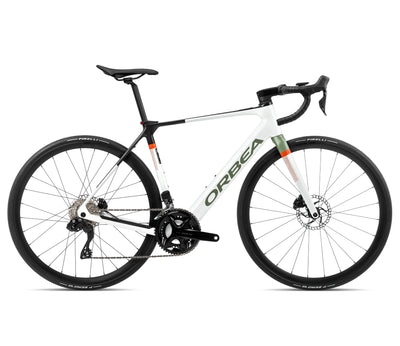 2023 Orbea Gain M30i 20mph Bikes Orbea Bikes White Chic - Metallic Green Artichoke (Gloss) S 