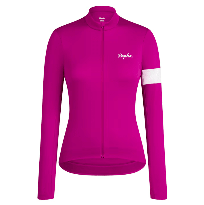 Rapha Women's Core Thermal Long Sleeve Jersey Apparel Rapha Berry / White S 