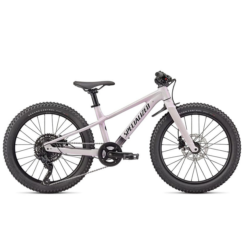 A light pink Specialized Riprock kids mountain bike with large tires