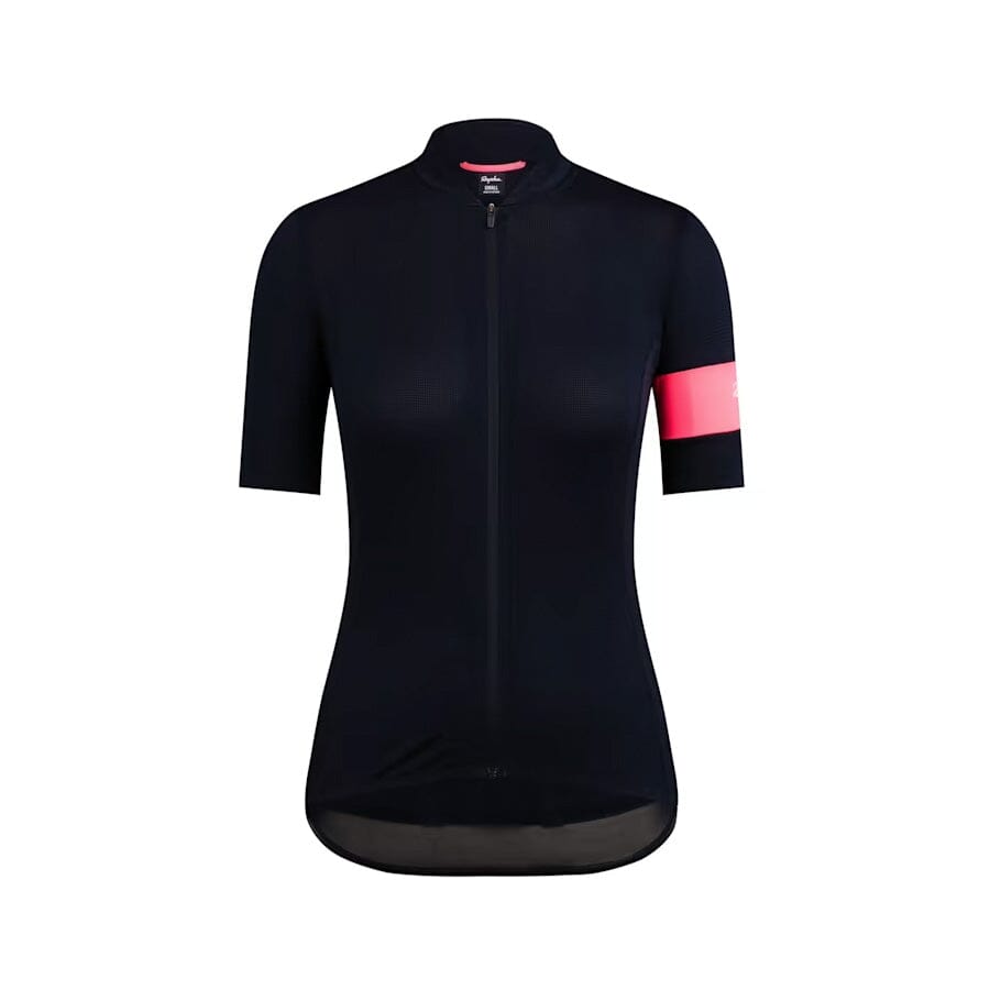 Rapha Women's Classic Flyweight Jersey Apparel Rapha Dark Navy/Hi-Vis Pink LG 