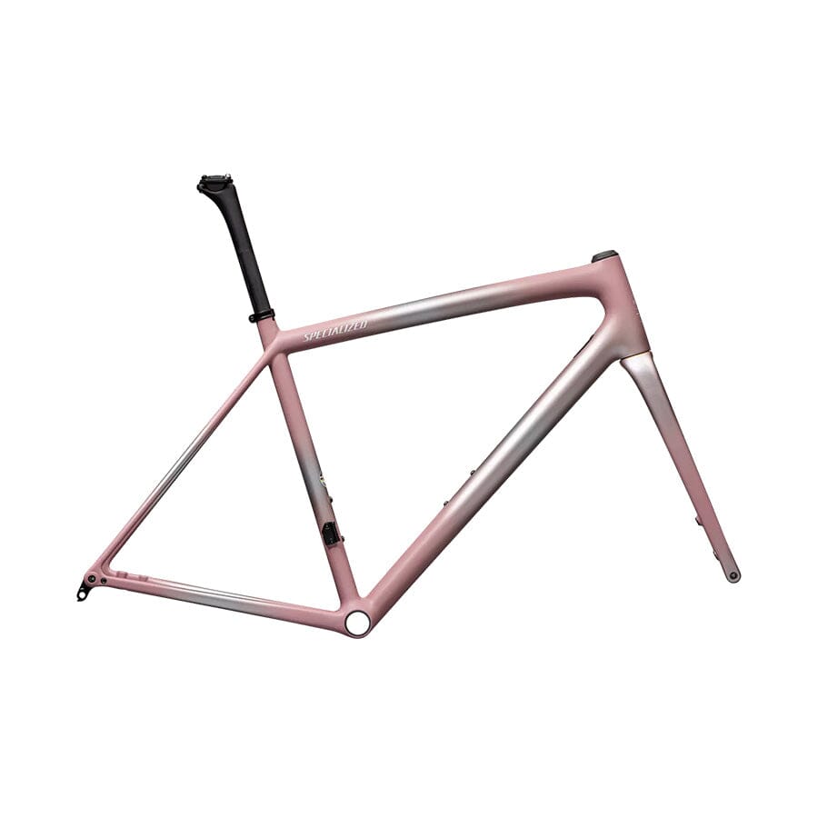 Specialized Aethos Frameset Bikes Specialized Bikes Satin Flake Silver / Dusky Pink + Champagne Radial Fades / Dune White 52 