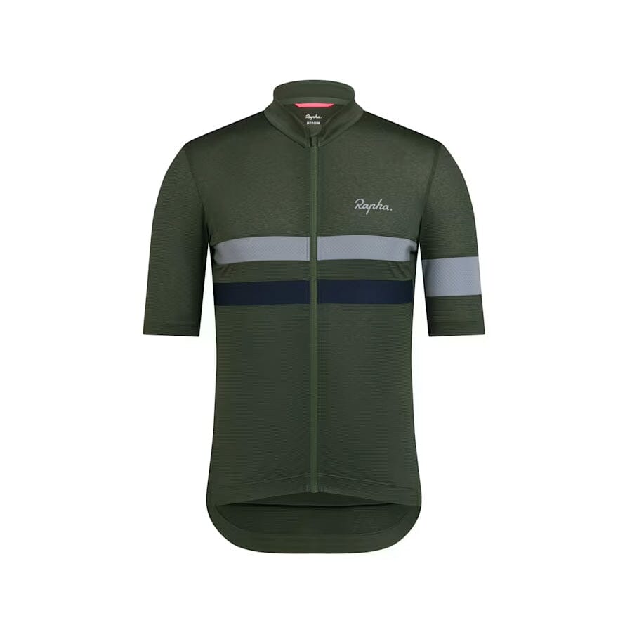 Rapha Brevet Lightweight Jersey Apparel Rapha Deep Olive / Dark Navy S 