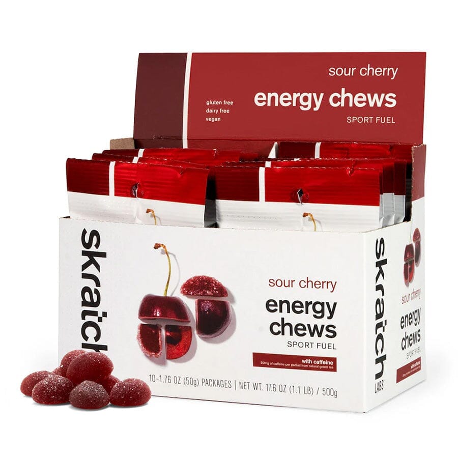 Skratch Labs Sport Energy Chews Accessories Skratch Labs Sour Cherry Caffeinated Single Pouch 10 Pack 