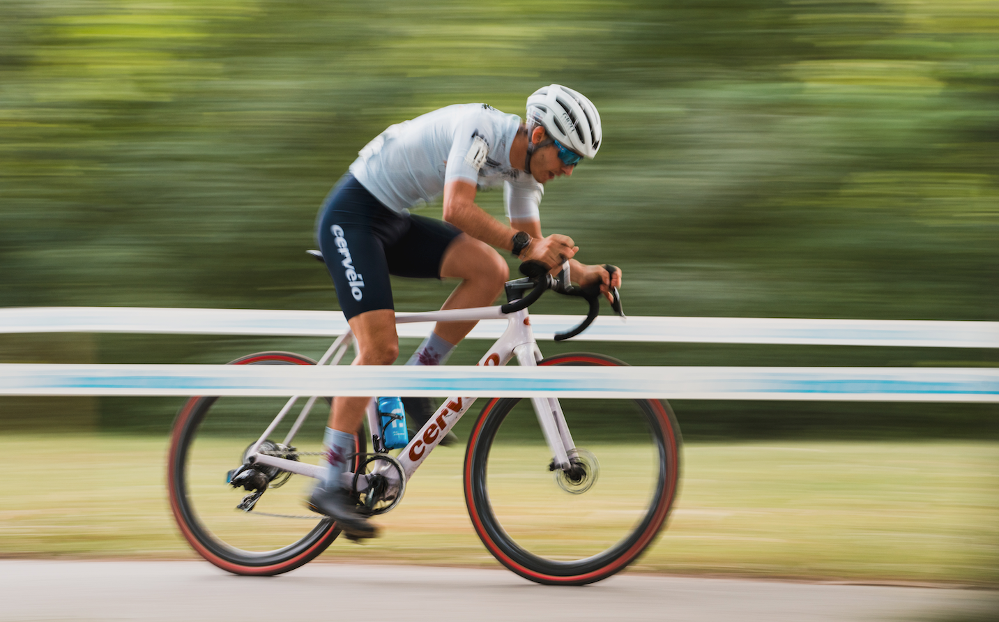 a man riding a cervelo r5 cx cyclocross bike