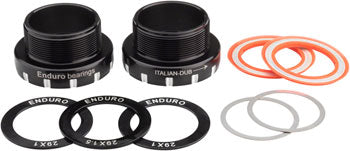 Enduro Italian Bottom Bracket for DUB Spindles, Stainless Steel Angular Contact Bearings Black Components Enduro 